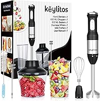 Vista 9 de Keylitos - Batidora de mano de inmersión 5 en 1 [Actualizada], batidora de mano con palillo de 600 ml, vaso medidor de 800 ml, batidor y espumador