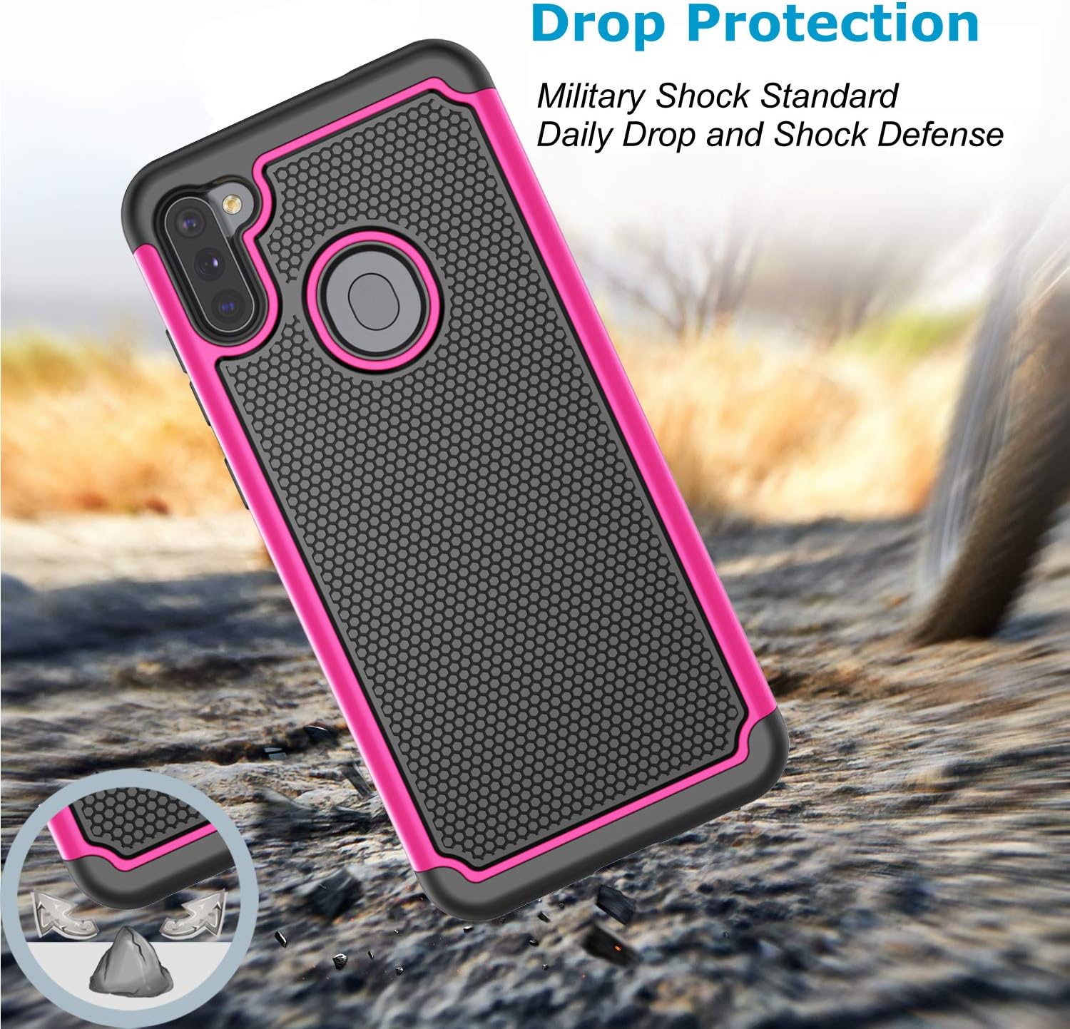 Galaxy A11 Case, Phone Case for Samsung A11, Takfox Heavy Duty Shockproof Rugged Cover Hard Plastic & Soft Silicone Dual Layer Protective Bumper Case for Samsung Galaxy A11-Rose