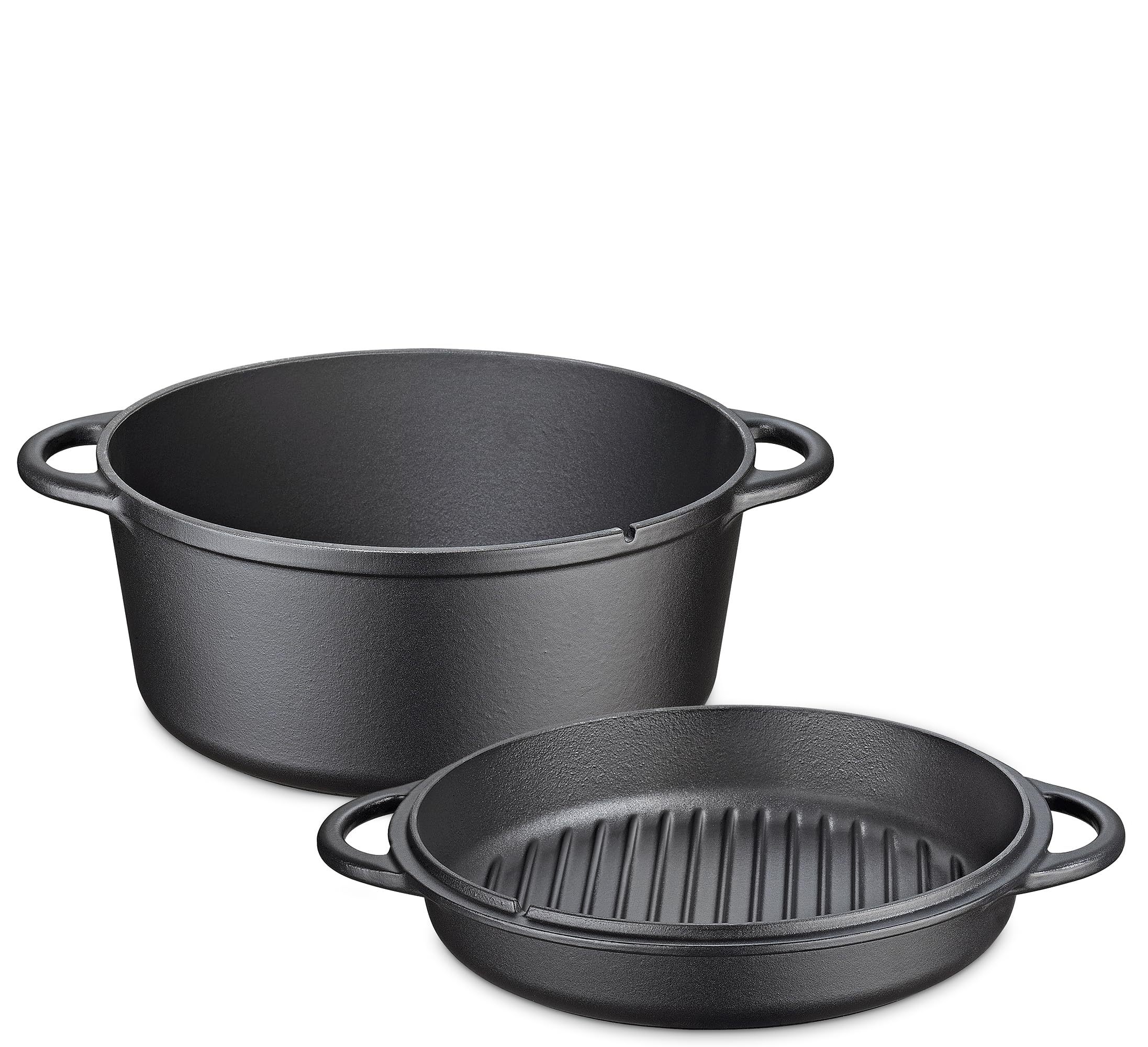 KÜCHENPROFI Schmortopf BBQ 5L, Gusseisen schwarz, 26 cm, Grilldeckel | Bräter, emailliertes Gusseisen, für Grill, Feuerschale, Backofen, alle Herdarten, inkl. Grillpfannen-Deckel