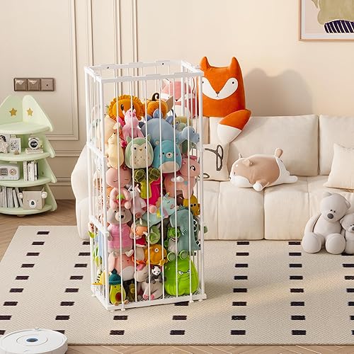 Miniatura 9 de Almacenamiento de animales de peluche de metal, soporte grande para animales de peluche con cordón elástico, almacenamiento de zoológico de animales