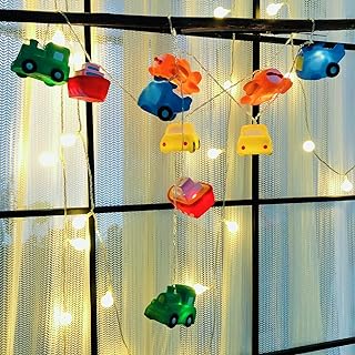 1.65M 10LED Transportation Tool Collection Shape String Light Airplane Helicopter Train Car Steamship Pendants Night Light for Wedding Christmas Kids Room Decoration (Battery Powered, Transportation)