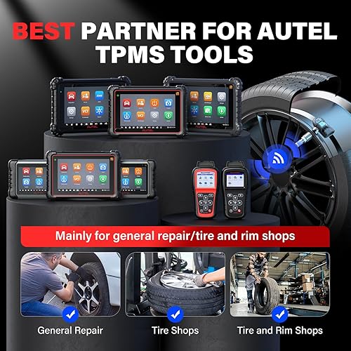 Vista 7 de Autel Juego de 4 sensores TPMS, sensor MX, sensor de presión de neumáticos MaxiTPMS 2 en 1 (315 MHz + 433 MHz), sensor de presión OE programable por