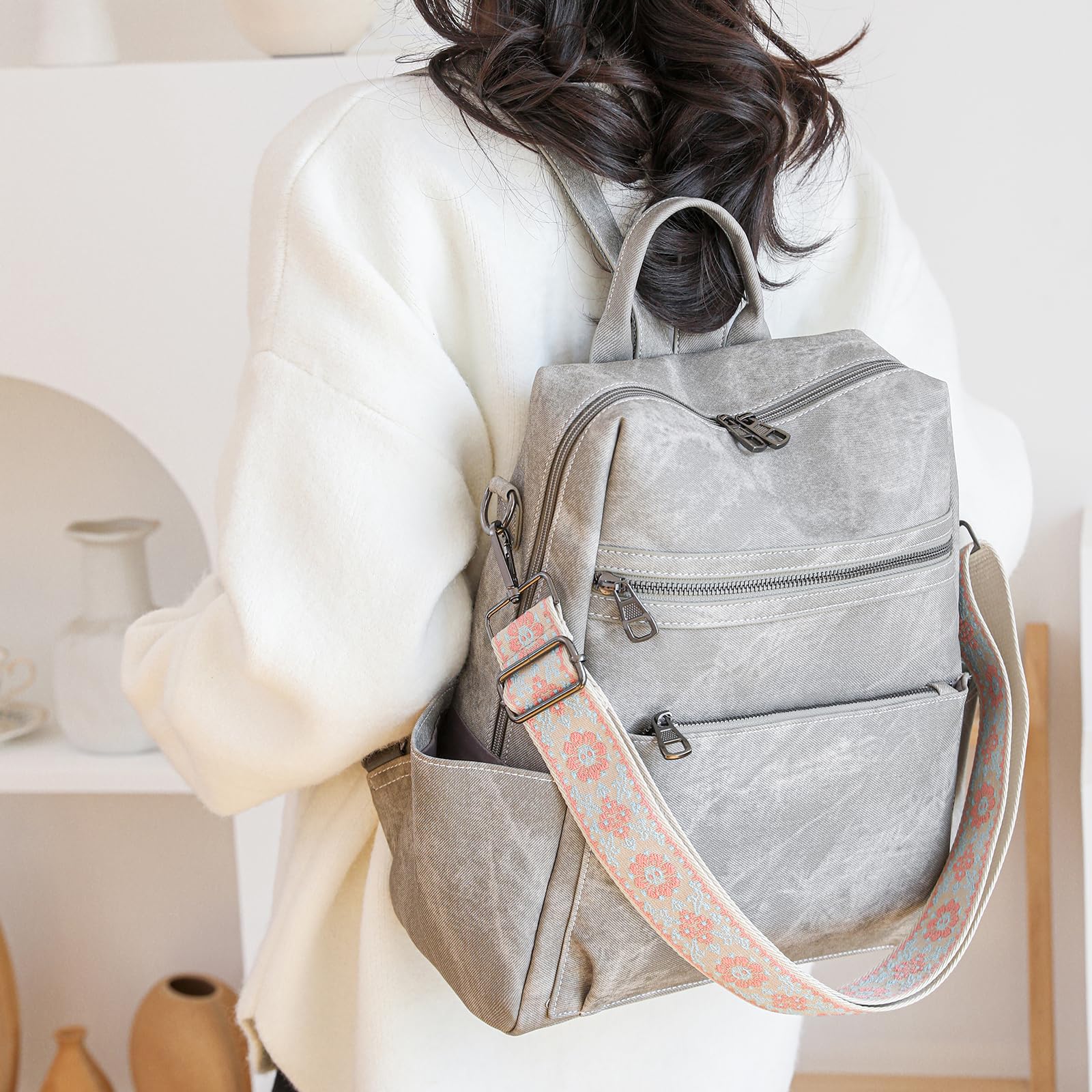 Mochila de moda para mujer, multiuso, gran capacidad, bolsa de viaje convertible