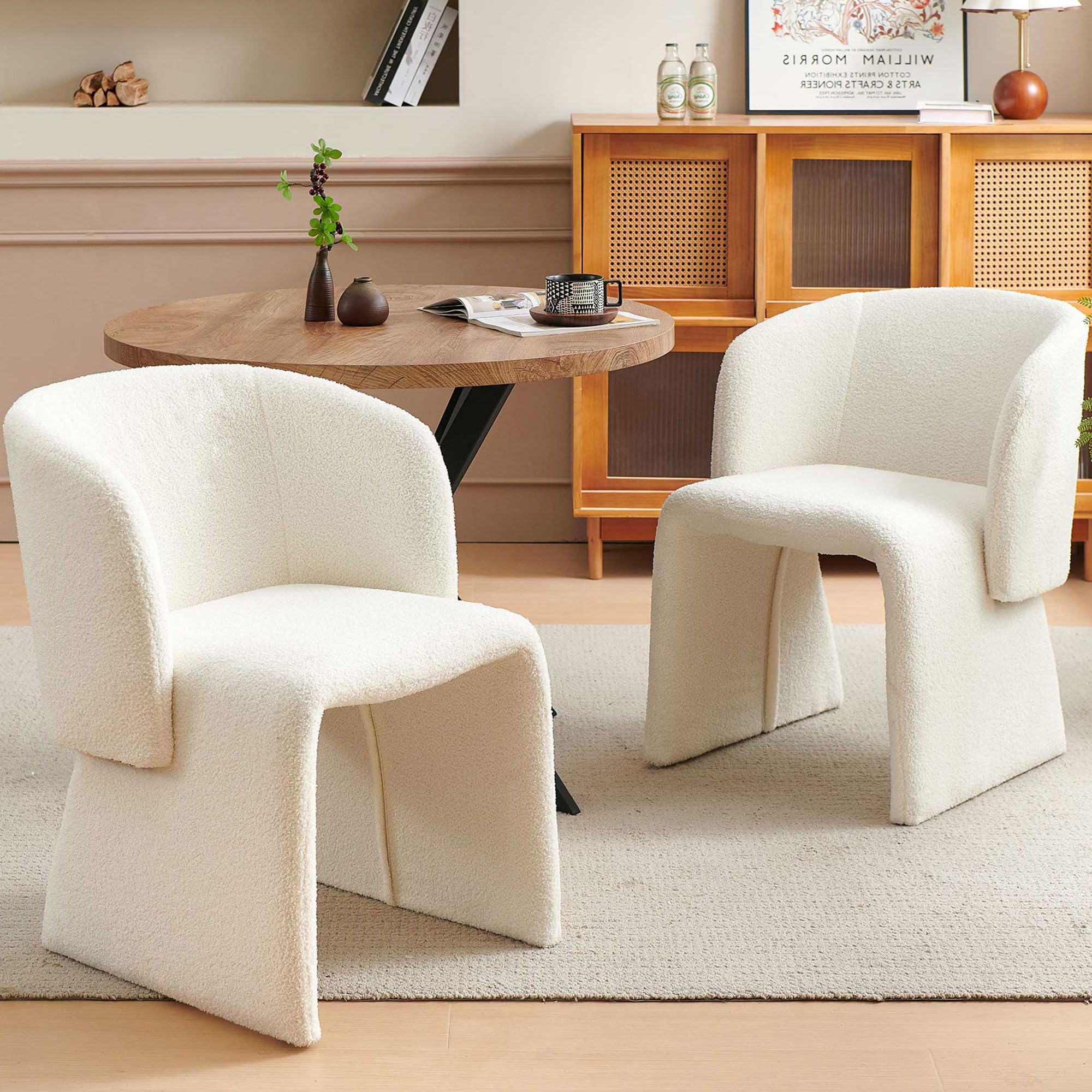 Homedot Barrel Dining Kitchen Chairs Set of 2, Modern Mid Century Living Room Chairs Upholstered Round Backrest Accent Side Chairs Comfortable for