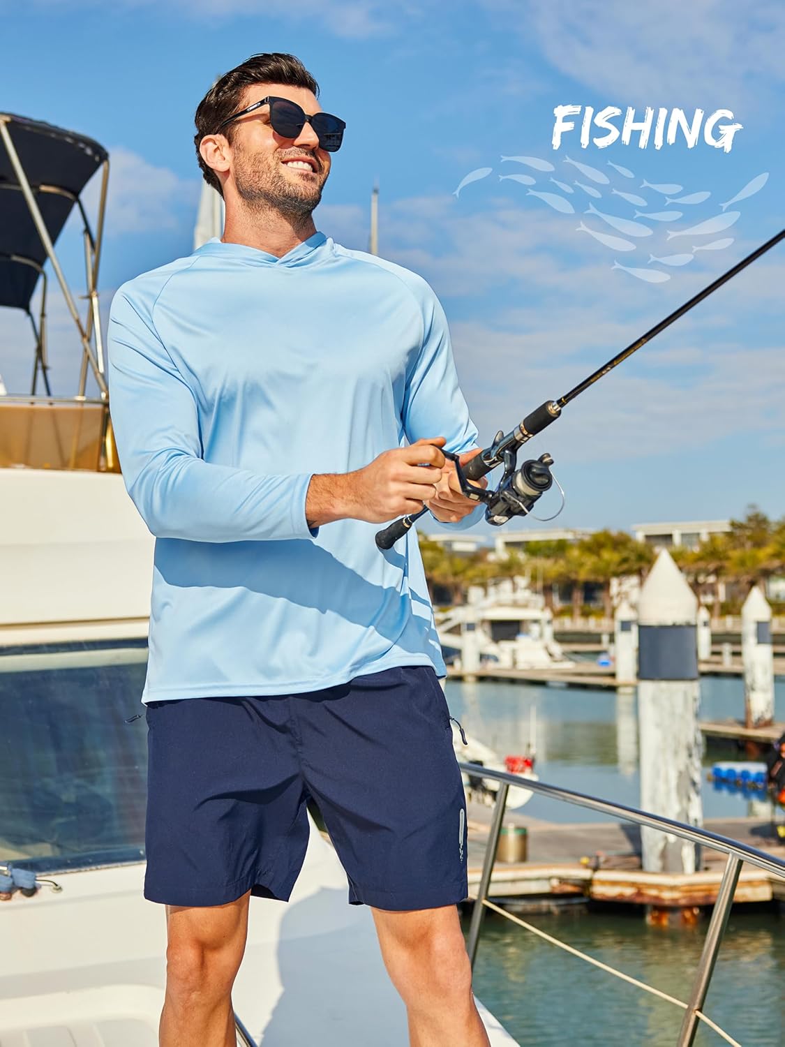 GEEK LIGHTING 3 Packs UPF 50+ Hooded Shirts Sun Protection Hoodie for Hiking Running Fishing Swim Rash Guard