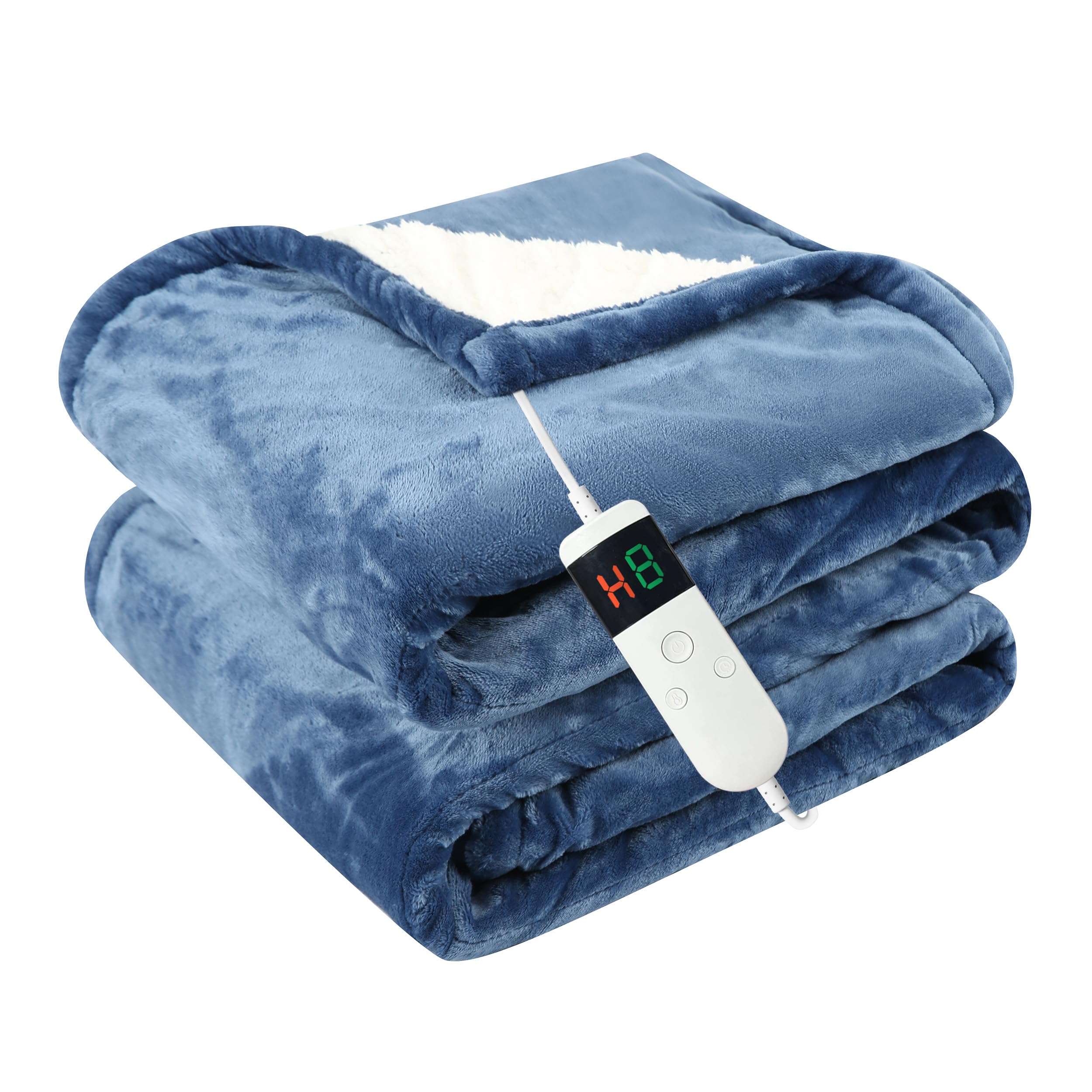 Qieryun Heizdecke Mit Abschaltautomatik, 150x180CM, 10 Heizstufen 8 Stunden Auto-Off-Timer Überhitzungsschutz, Wärme Decke Flanell Maschinenwaschbar, Beheizbare Decke Für Zuhause & Büro