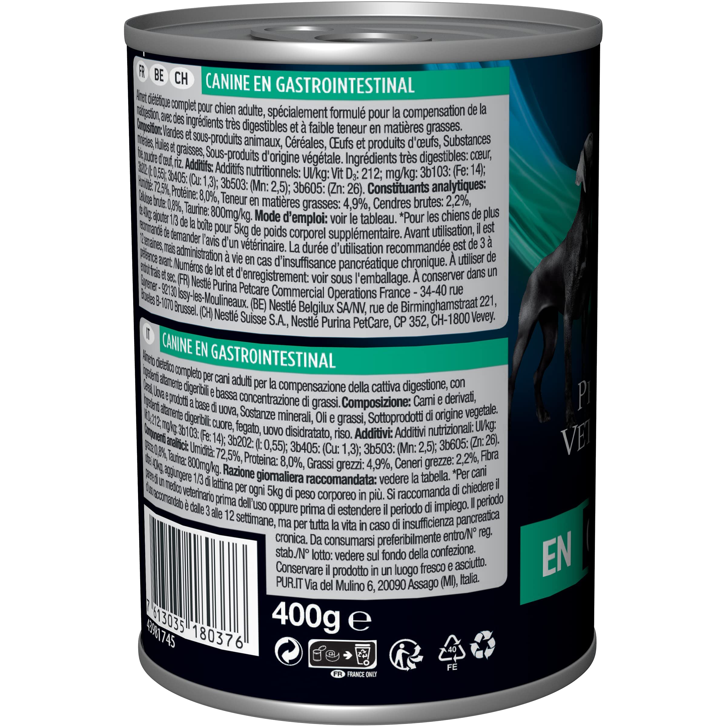 Purina Pro Plan Veterinary Diets EN St/Ox Gastrointestinal Mousse | 12 x 400 g | Alimento dietético Completo para Perros