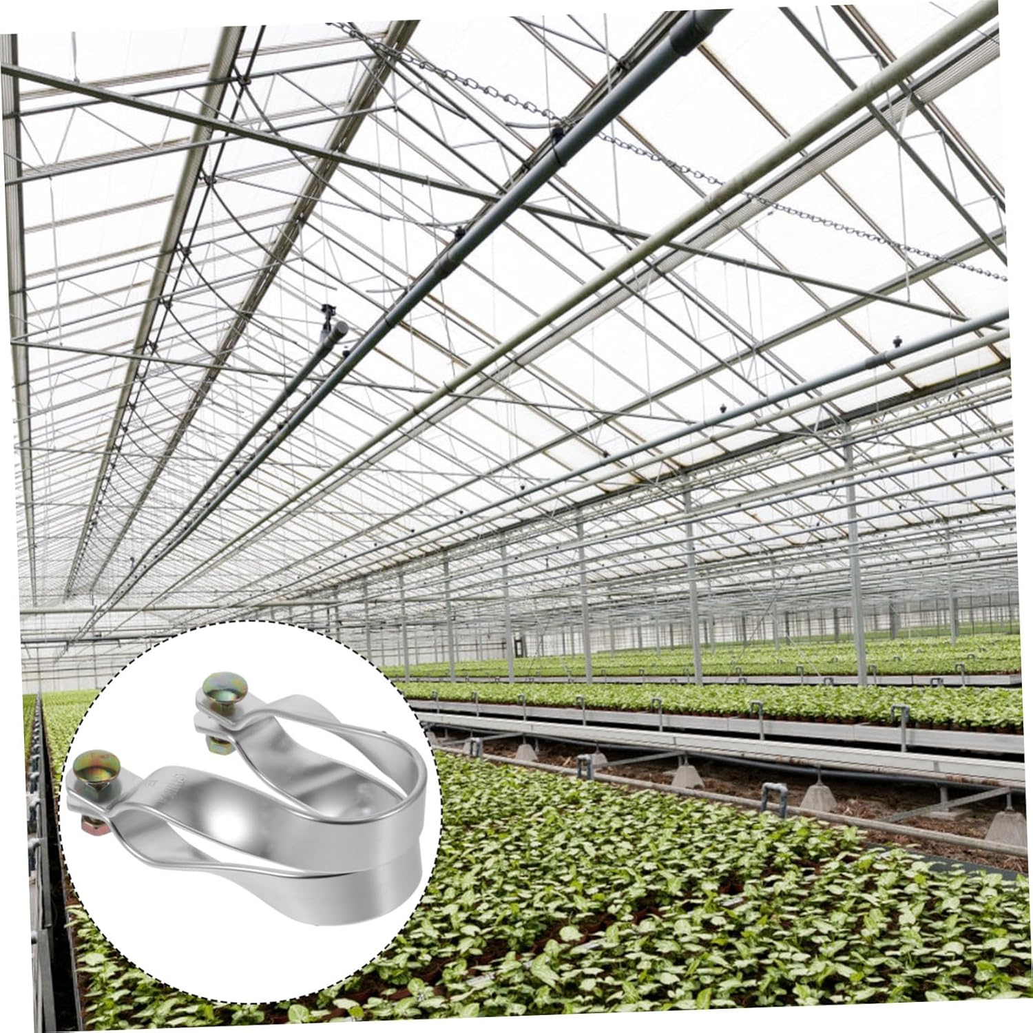 Happyyami 5 Sets Aluminum Cross Connector Bracket Clamps for Greenhouse Frames U Shaped Fixing Clips for Farm and Garden Bright Corrosion Resistant Tube Fittings