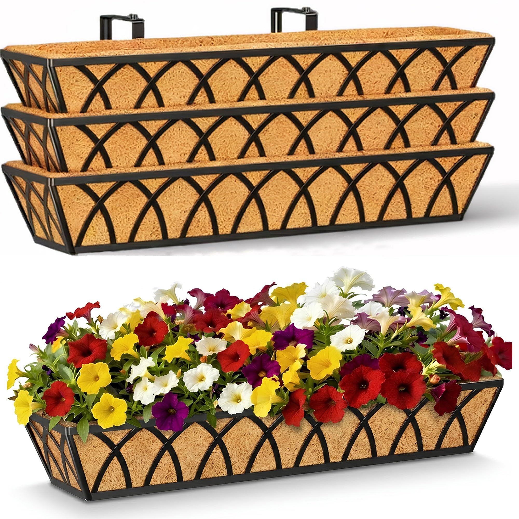 LAWYAMAI 30 Inch 4 Pack Railing Planter