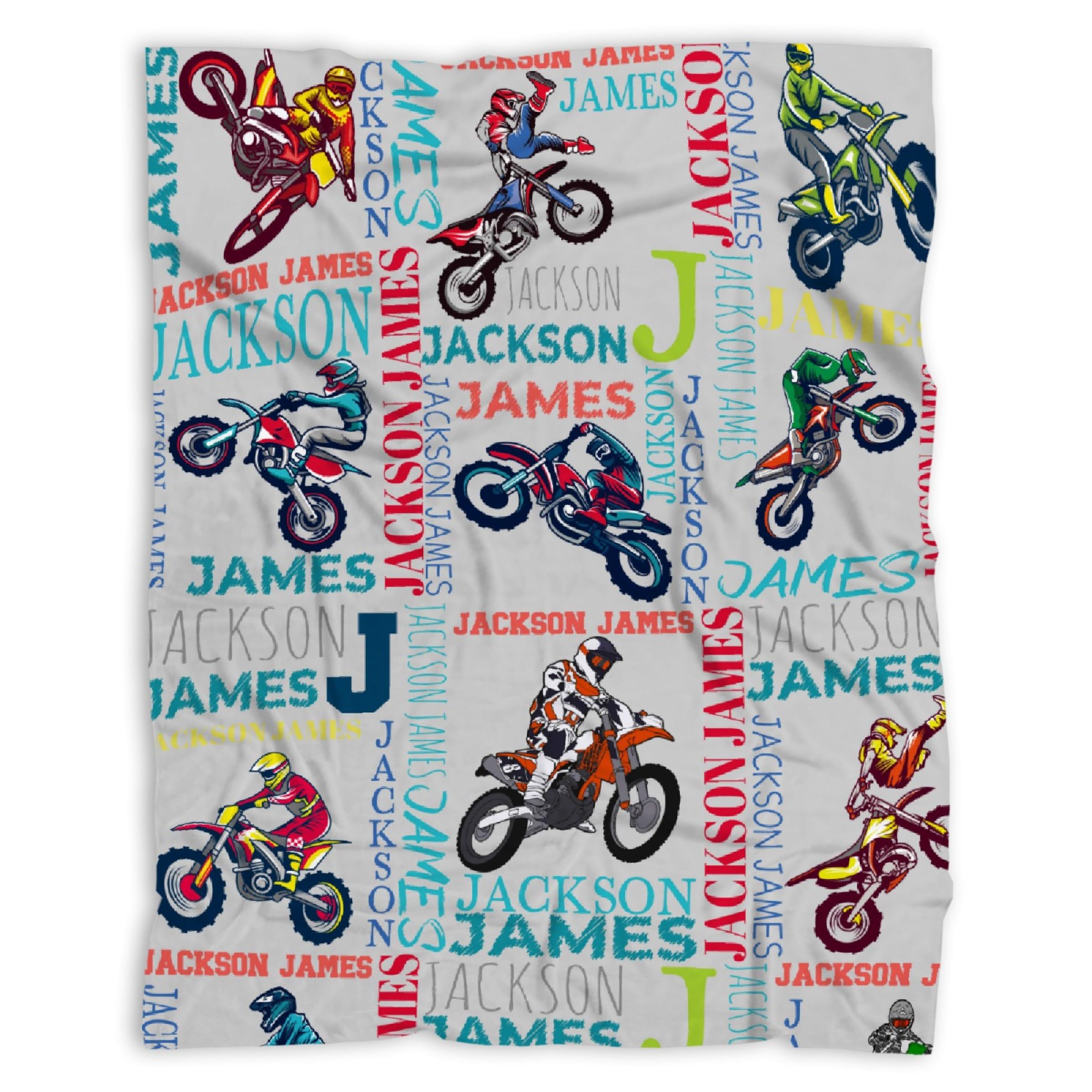 Personalized Motorcycle Dirt Bike Blanket Custom Motorcycle Blanket