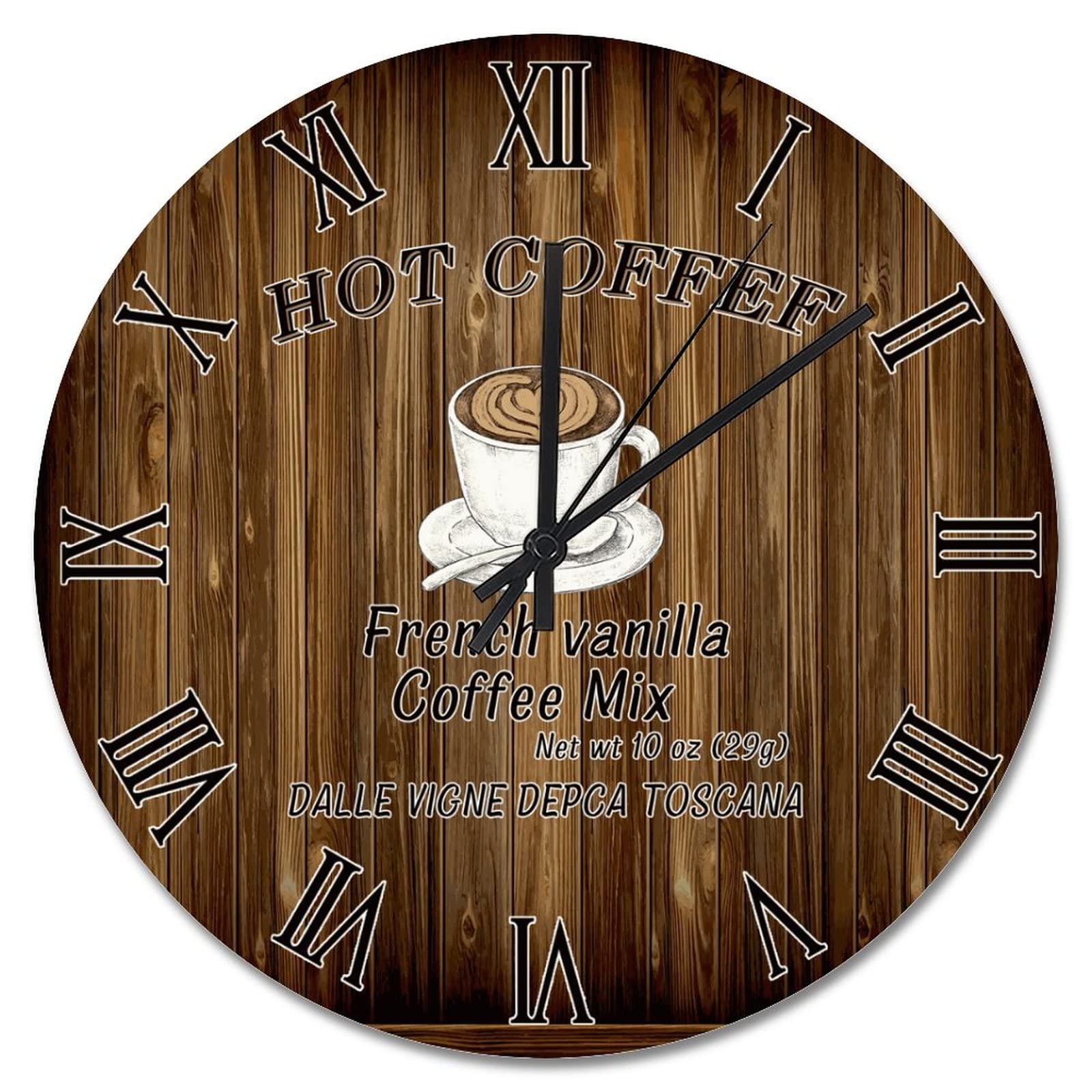 Horloge murale vintage marron grand cadran lisible pour la cuisine