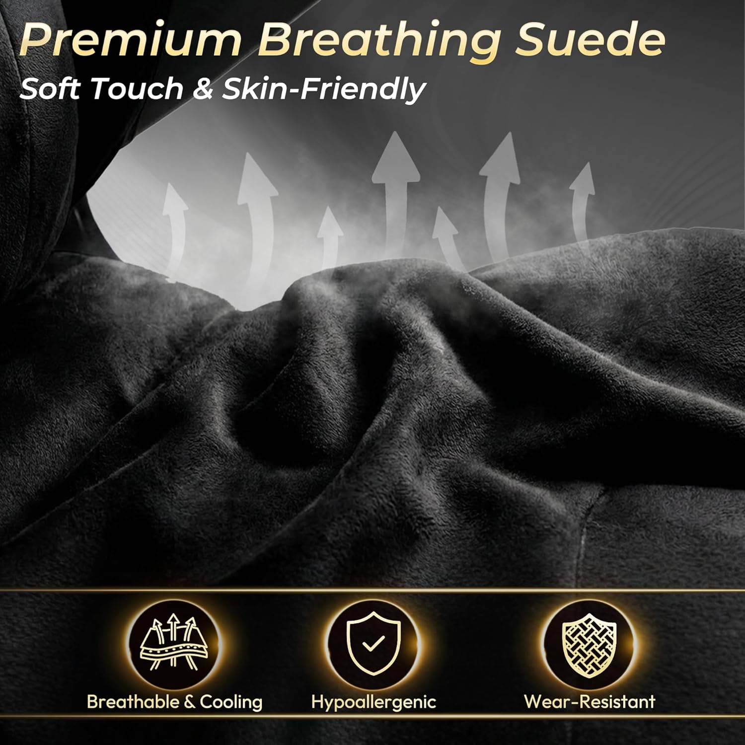 Dowinx Big and Tall Gaming Chair with Suede Fabric Breathable, Game Chairs for Adults with Oversized Thick Seat for 440lbs, Ergonomic Gamer Chair for Streaming & Long Gaming Sessions, Black