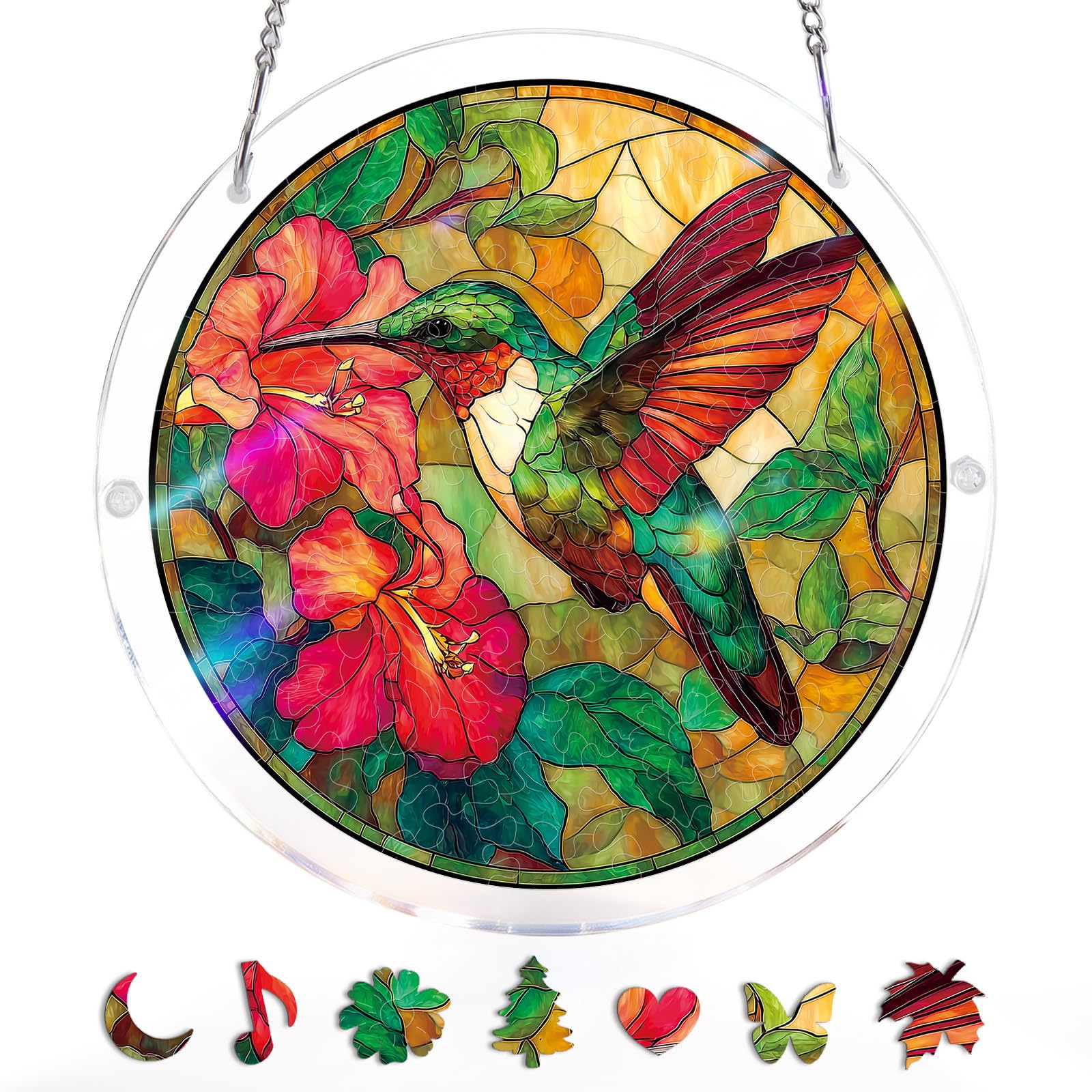 Acrylic Puzzle Window Hanging, Colorful Starry Moon Cat Sun Catchers Panel SunCatchers 83 Pieces Puzzles Decor for Birthday Women, Men, Wife, Aunt, and Mom 7.36 in — view 21