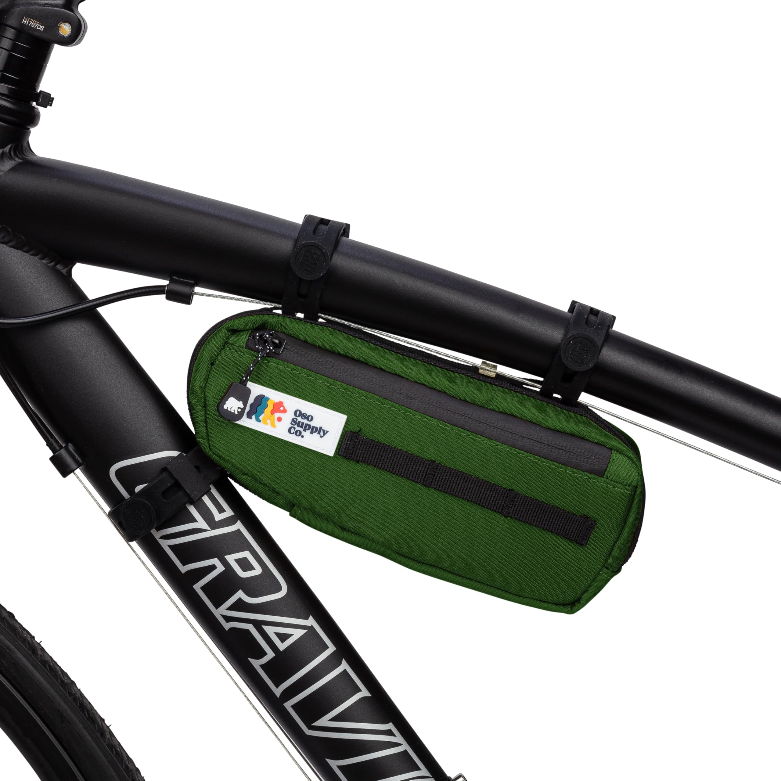 Bike Frame Bag – Waterproof Zippers and Water-Resistant Fabric, Dual Storage Compartments, Adjustable Straps – Fits All Frame Sizes, Perfect for Cycling, Commuting, and Adventure Rides (Green)