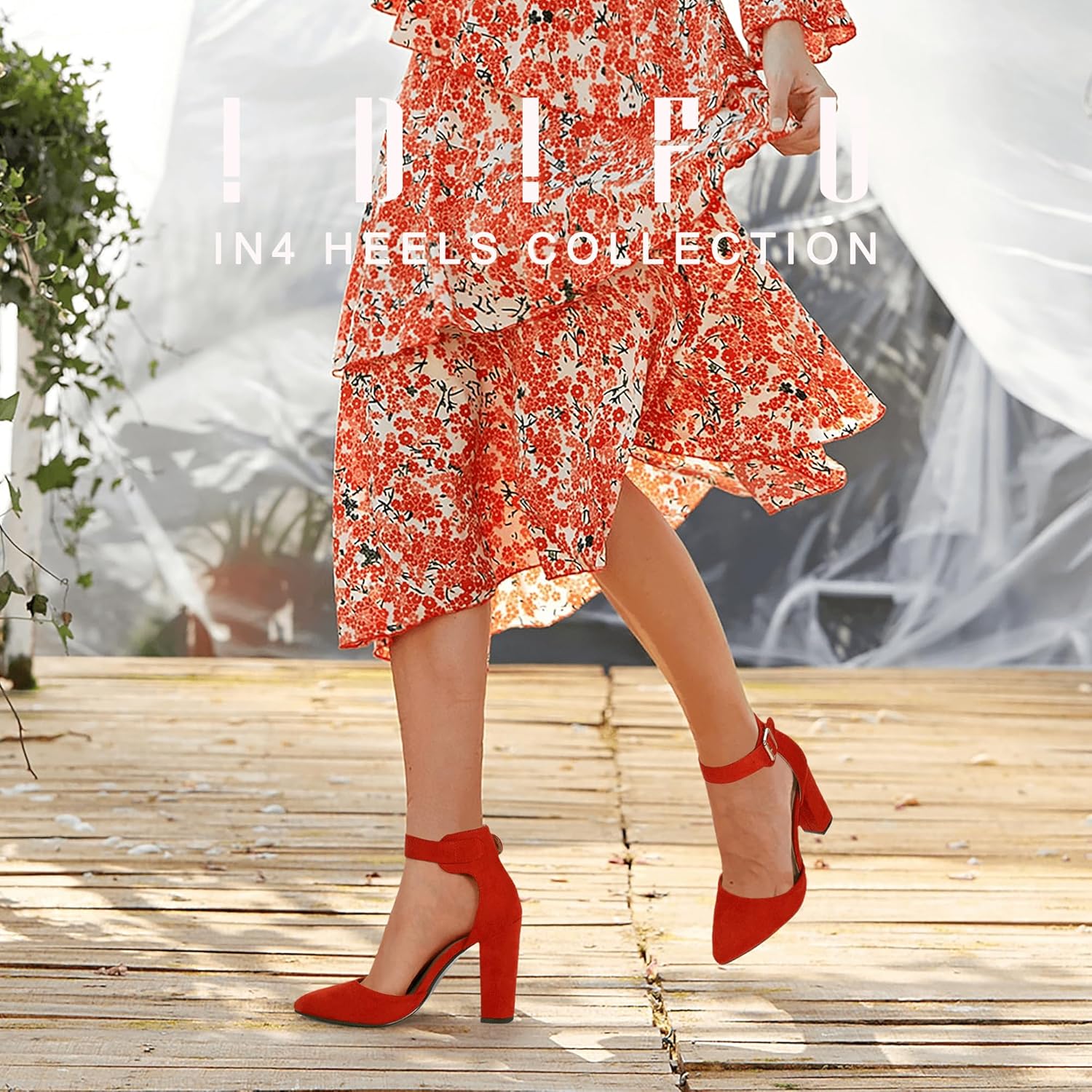 IDIFU Women's IN4 Pedazo High Block Heels Pumps Pointed Closed Toe Ankle Strap Dress Wedding Shoes - Image 2