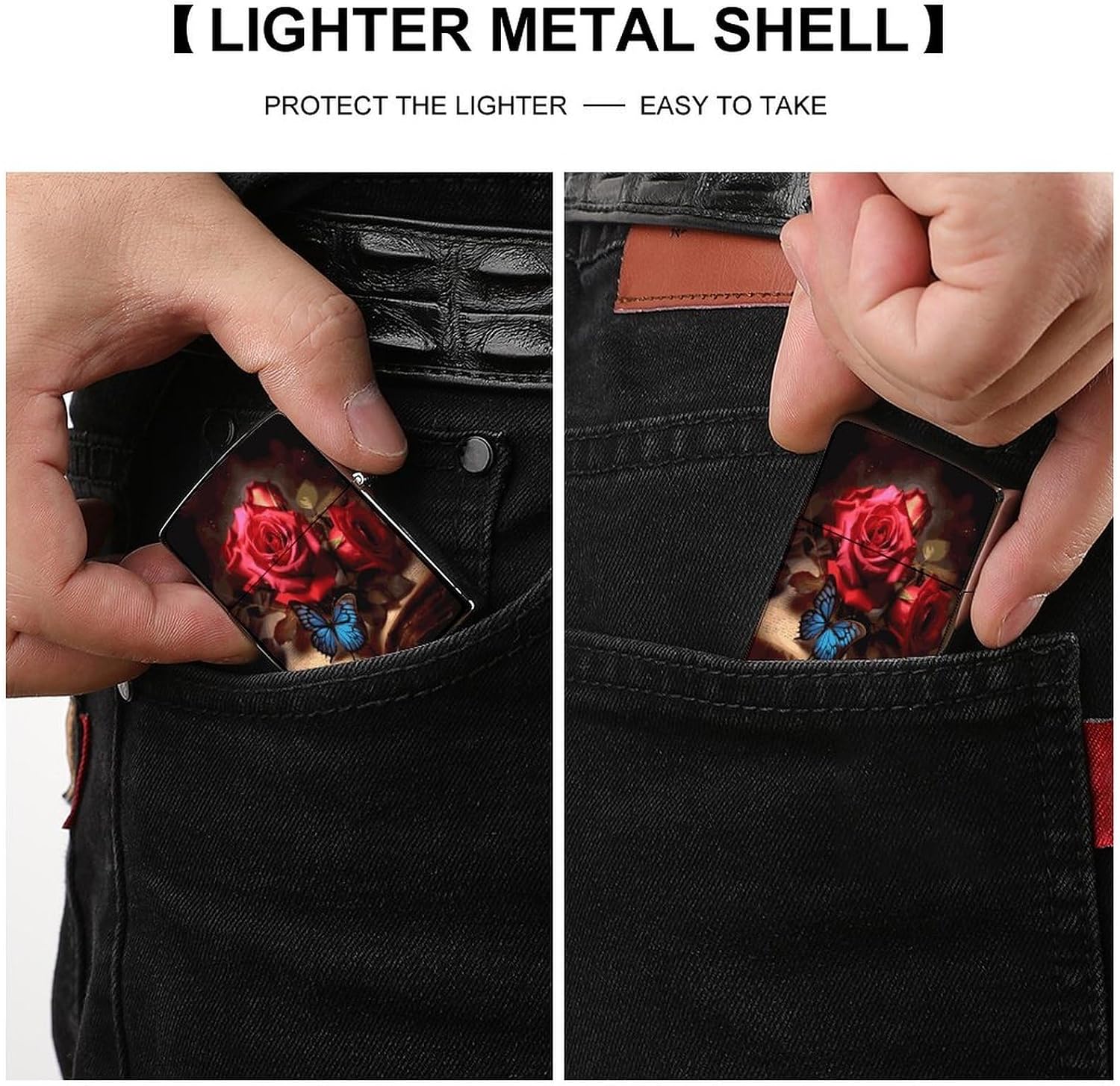 Beautiful Flower Butterfly Roses Lighter Case Cover Lighter Shell