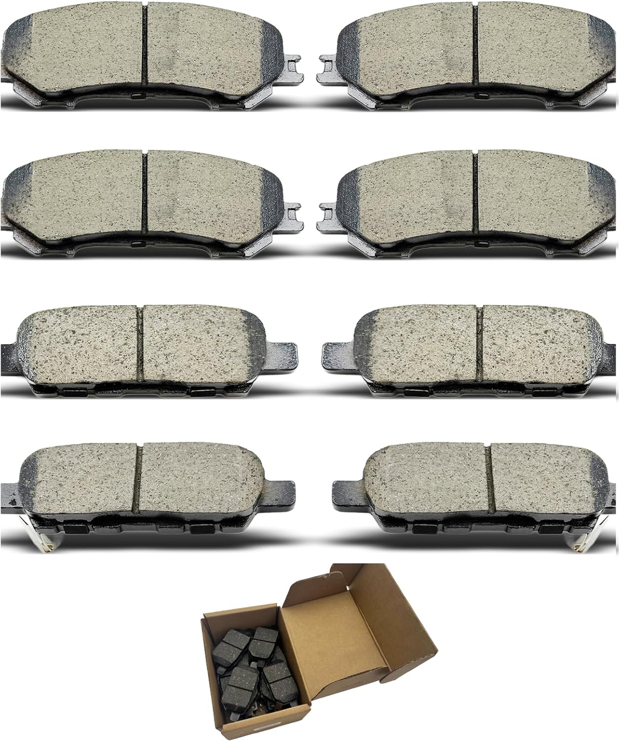 Brake Pads for 2014 2015 2016 2017 2018 2019 Nissan Rogue 2 Row Seating Models, Front&Rear 8pcs Ceramic D905 D1737 CCETCHMASS