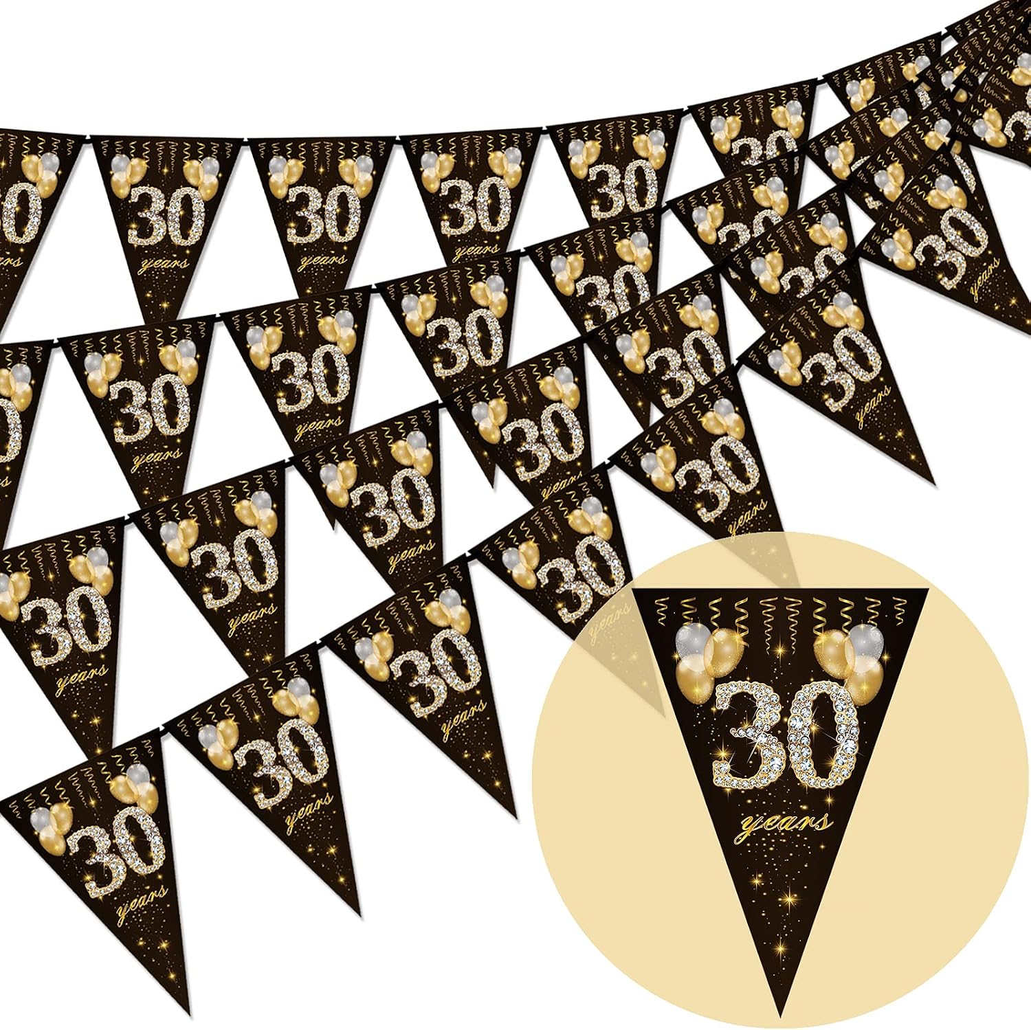 Amazon.com: 30th Birthday Bunting, Happy Bunting Flags, 40 Pieces ...