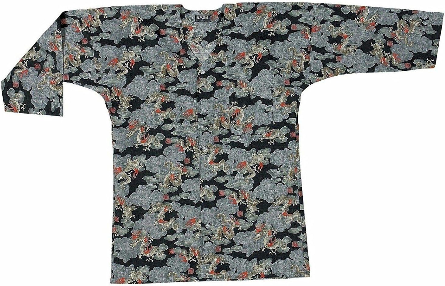 [浅草きもの市] 子供用 鯉口シャツ≪黒 龍≫（bo8350-c）お子様 お祭り 衣装 衣裳 祭り だんじり ダボシャツ