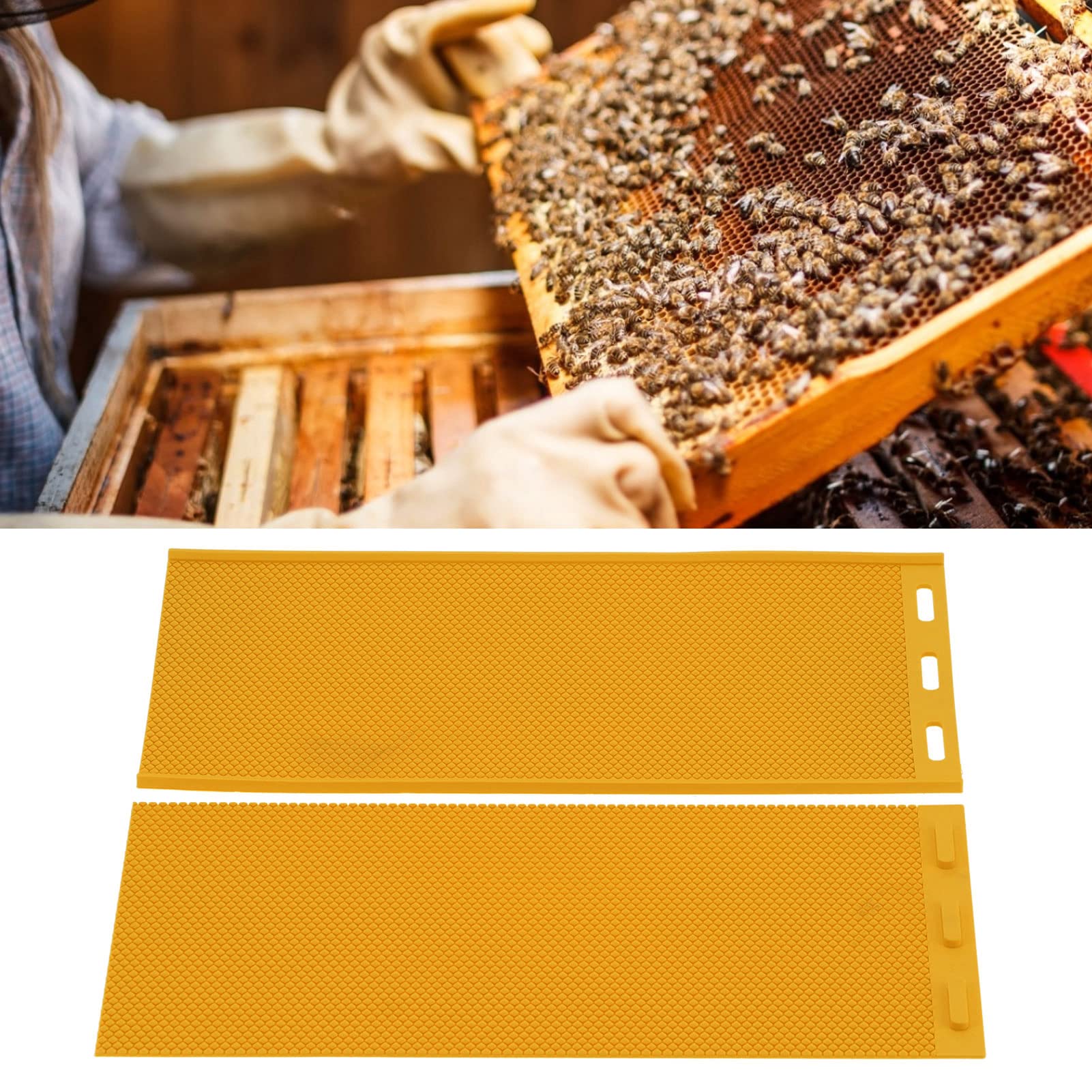Asixxsix 2 Feuilles de Moule à Cire d'abeille, Moule en Feuille de Cire d'abeille en Silicone, Moule de Presse à Cire d'abeille Flexible de 5,4 Mm, Fondation de Nid de Machine à Embosser