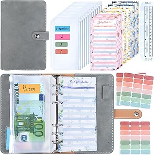 Budget Planner, Binder - Haushaltsbuch A6 Planner Geldumschläge Umschlagmethode,Budgetplaner Geld Organizer Sparbuch mit Folien für Finanzplaner Sparen Mappe,Cash Stuffing Startset