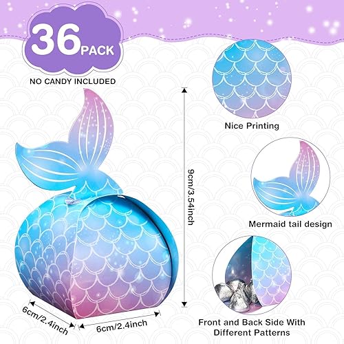 Miniatura 9 de 36 cajas de dulces de sirena, cajas de regalo de cola de sirena, cajas de regalo de sirena debajo del mar, bolsas de regalo con temática de sirena,