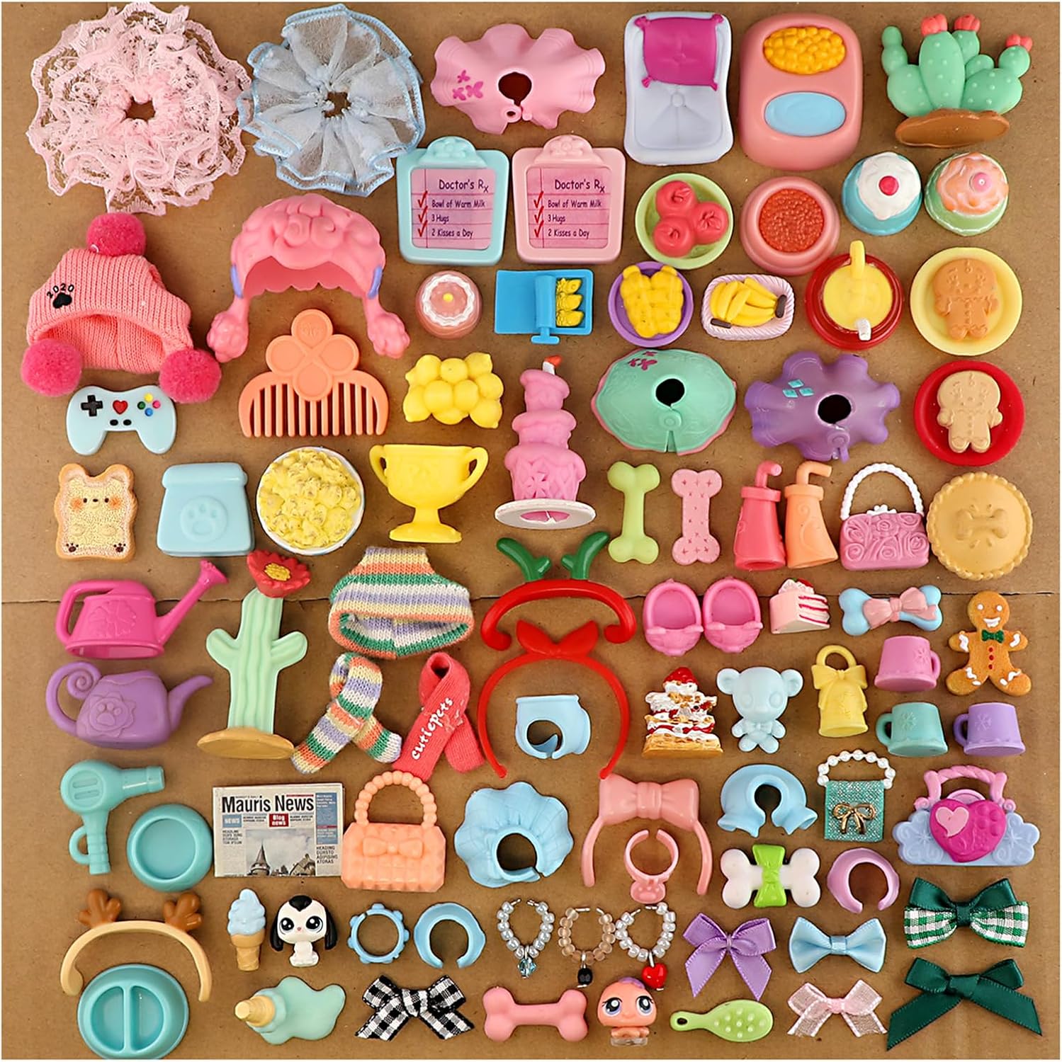 Random 15 Pcs Cute Mini Collar & Scarf Bundle, Tiny Collectible Figure Accessories for LPS Pets, Mini Figurines, Stuffed Animals, DIY Crafts & Display Decor