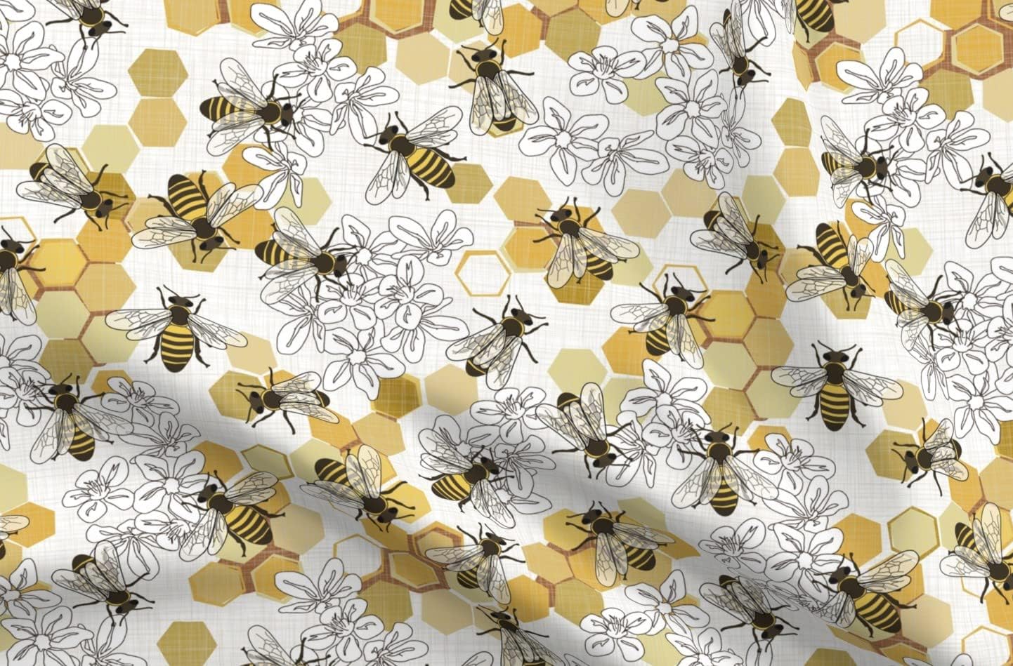 Spoonflower Fabric - Endangered Species Honey Bee Flowers Honeycomb Hexagon Floral Apiary Printed on Minky Fabric by The Yard - Sewing Baby Blankets Quilt Backing Plush