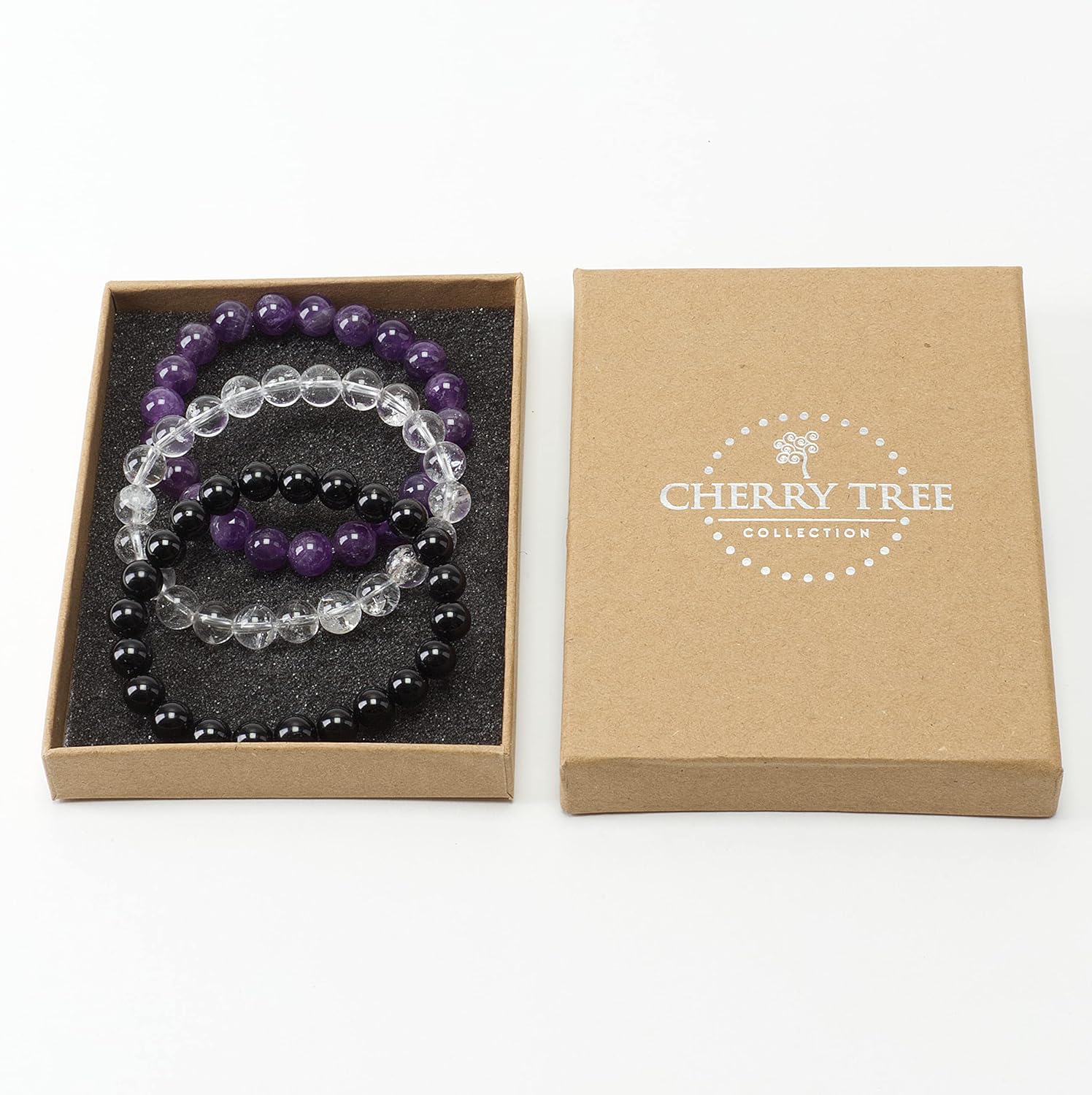 Cherry Tree Collection - Small, Medium, Large Sizes - Gemstone Beaded Bracelets For Women and Men - 8mm Round Beads