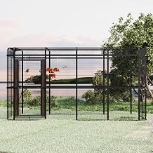Outdoor Large Walk-in Cage 10FT Heavy Duty Bird Cage Carbon Crystal Board Aviary Parrot Cage Wide Flight Metal Birdcage 154" Black