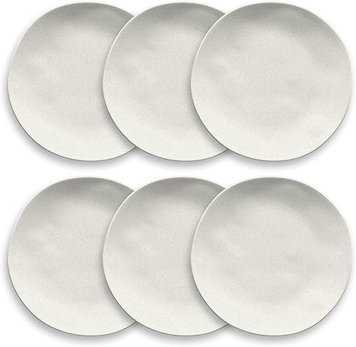 TarHong Polypro - Plato llano de trigo orgánico, apto para microondas, inastillable, interior y exterior, 10.6 pulgadas de diámetro, crema, juego de