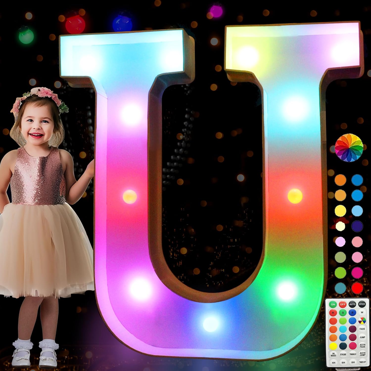 Pooqla 3FT Marquee Light Up Letters, Color Changing LED Lighted Mosaic