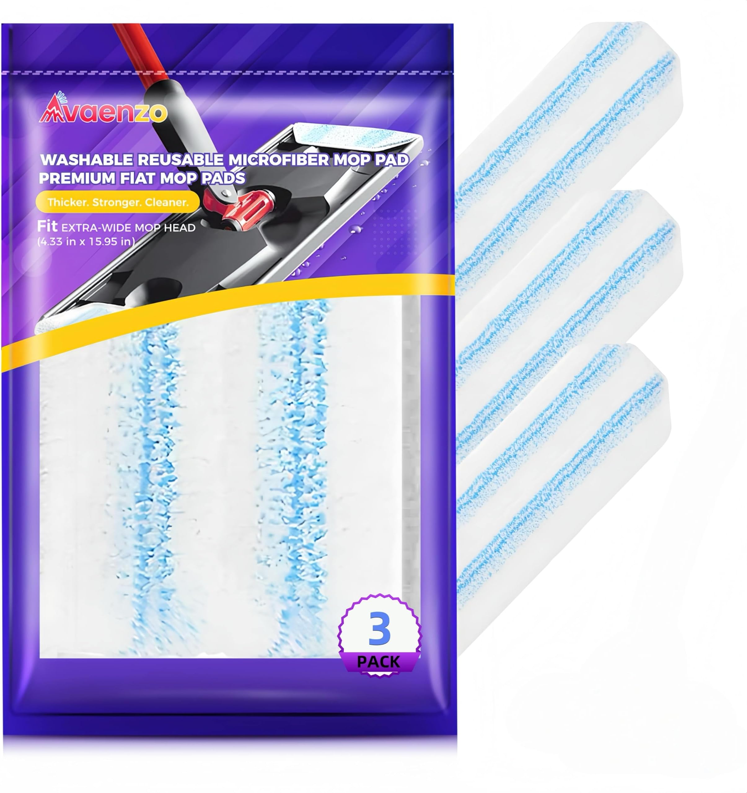 3 Pack Mop Pads Replacements Compatible with H2prO Flat Mop System Microfiber Mop Refills Washable & Reusable Mop Heads Replacement