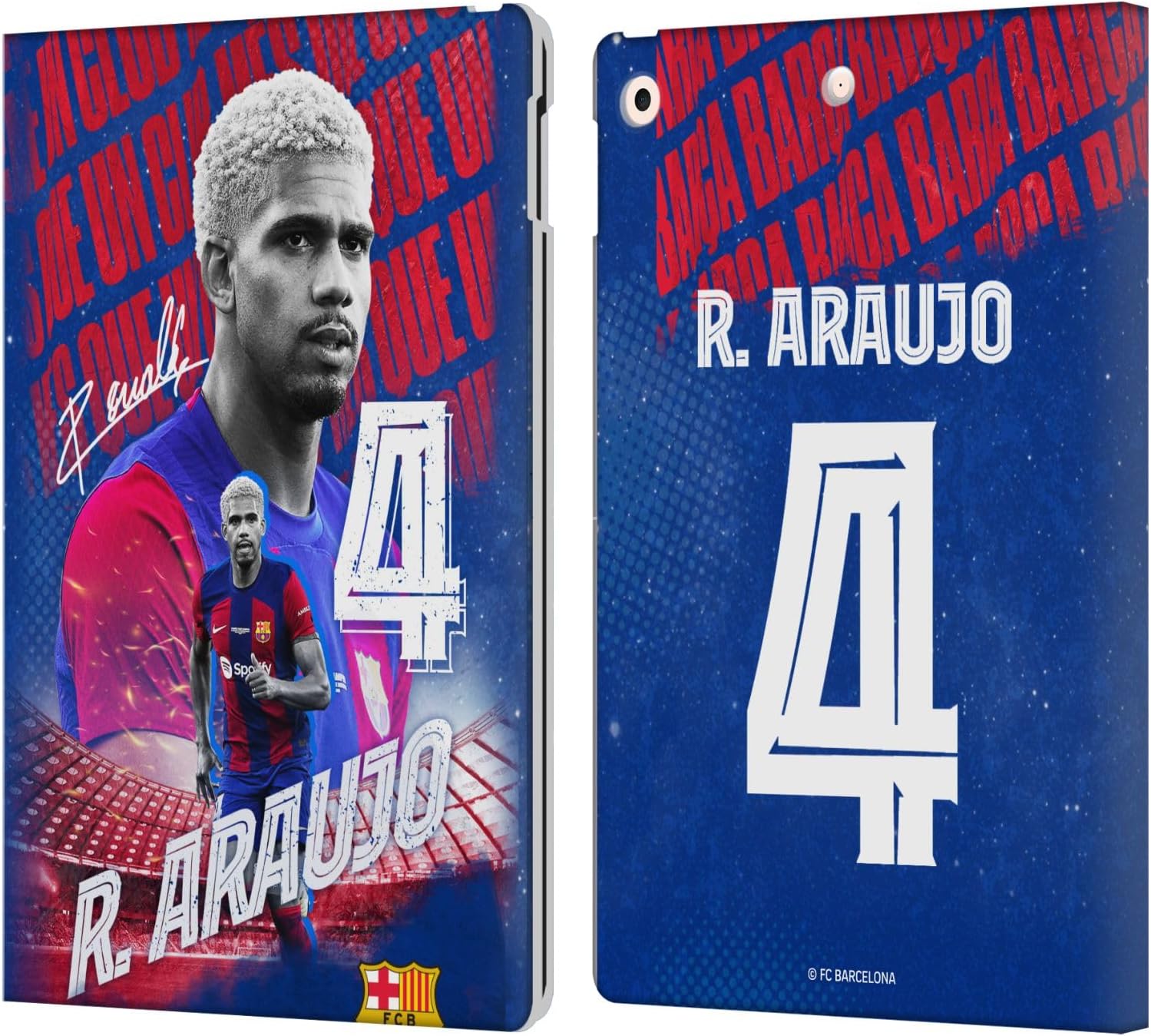 Head Case Designs Officially Licensed FC Barcelona Ronald Araújo 2023/24 First Team Leather Wallet Case Compatible with Apple iPad 10.2 2019/2020/2021