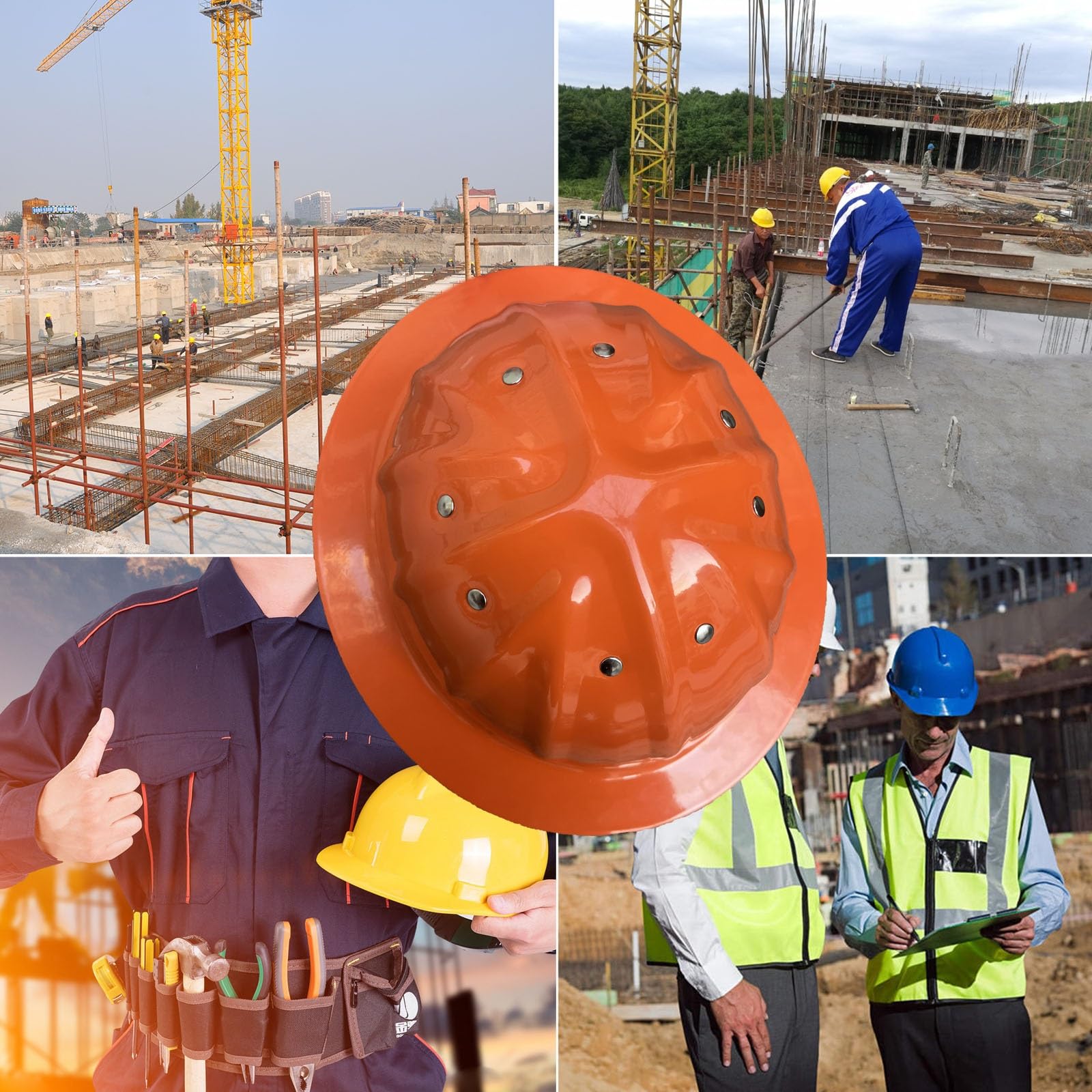Casco a tesa larga in lega di alluminio ad alta resistenza, rimovibile e regolabile, fodera ammortizzante per il sudore, fascia per cappello rivettata, adatto per circonferenza della testa 54-61 cm
