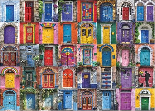Colorful Door Puzzles for Adults 1000 Pieces, Vintage Unique Jigsaw Puzzle, Difficult Door Art Puzzle as Home Wall Decor, Funny Challenging Puzzles for Adults