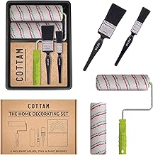 COTTAM | Paint Roller and Tray Set | Emulsion Non Drip Paint Roller Sleeves | Gloss Paint Brushes | Decorating Set for Ceiling, Walls & Doors