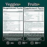 Vista 4 de (120 Masticables) Suplemento de Frutas y Verduras - Gomitas Super Greens (9 Superfrutas y 30 Verduras) Hongos, Vitaminas de Frutas y Verduras, Sin