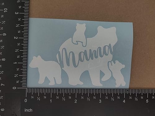 Miniatura 6 de Paquete de 4 calcomanías de mamá osa flecha de mamá oso, oso con cachorros, mamá oso caminando, garra de oso (blanco, pequeño  4 pulgadas)