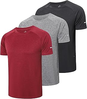 Gaiatiger3 Pack Mens T-Shirts Quick Dry Short Sleeve Tops Moisture Wicking Active Athletic Running Work Shirts
