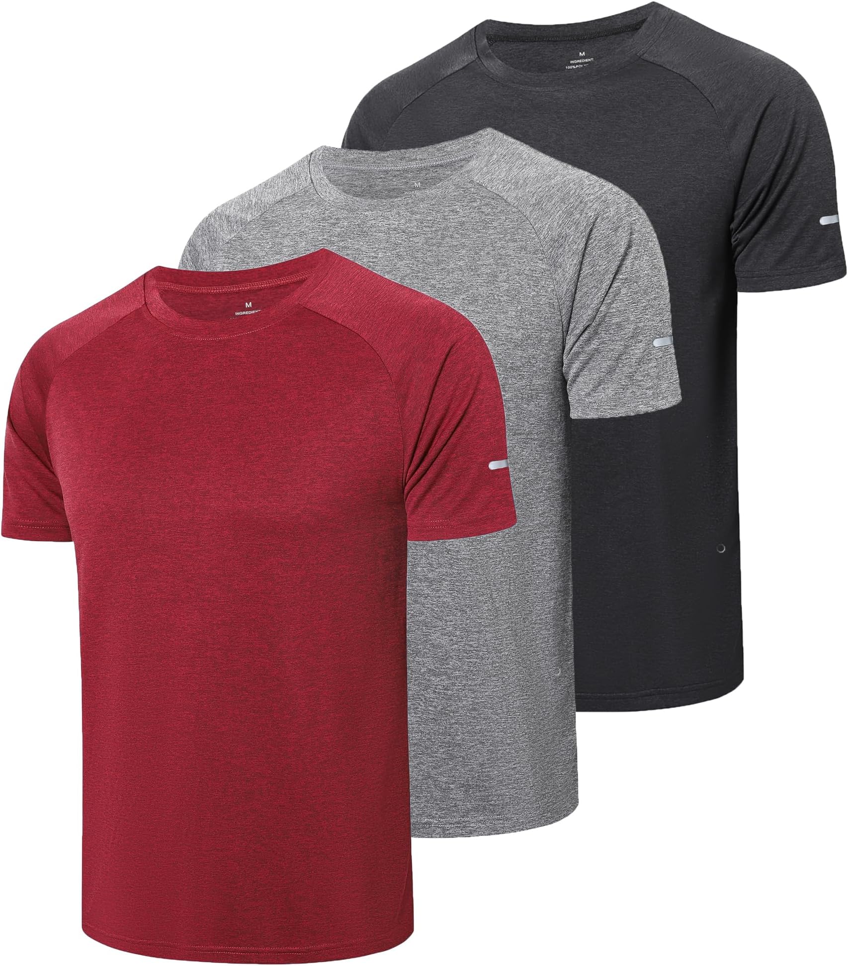 Gaiatiger 3 Pack Running Shirts Men Dry-Fit Training Sport Tops for Men Comfort Workout Shirts Moisture Wicking Active Athletic Shirts Short Sleeve Tops（521） BGR-2XL