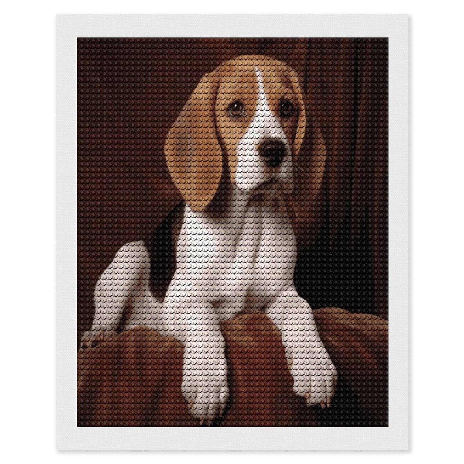 JTREHY Ovely Pet Dog Beagle Diamond Art Kits Personalized DIY Round Diamond Painting Kits for Beginner Full Drill Diamonds Dots Paintings for Adults Gem Art Crafts Home Decor