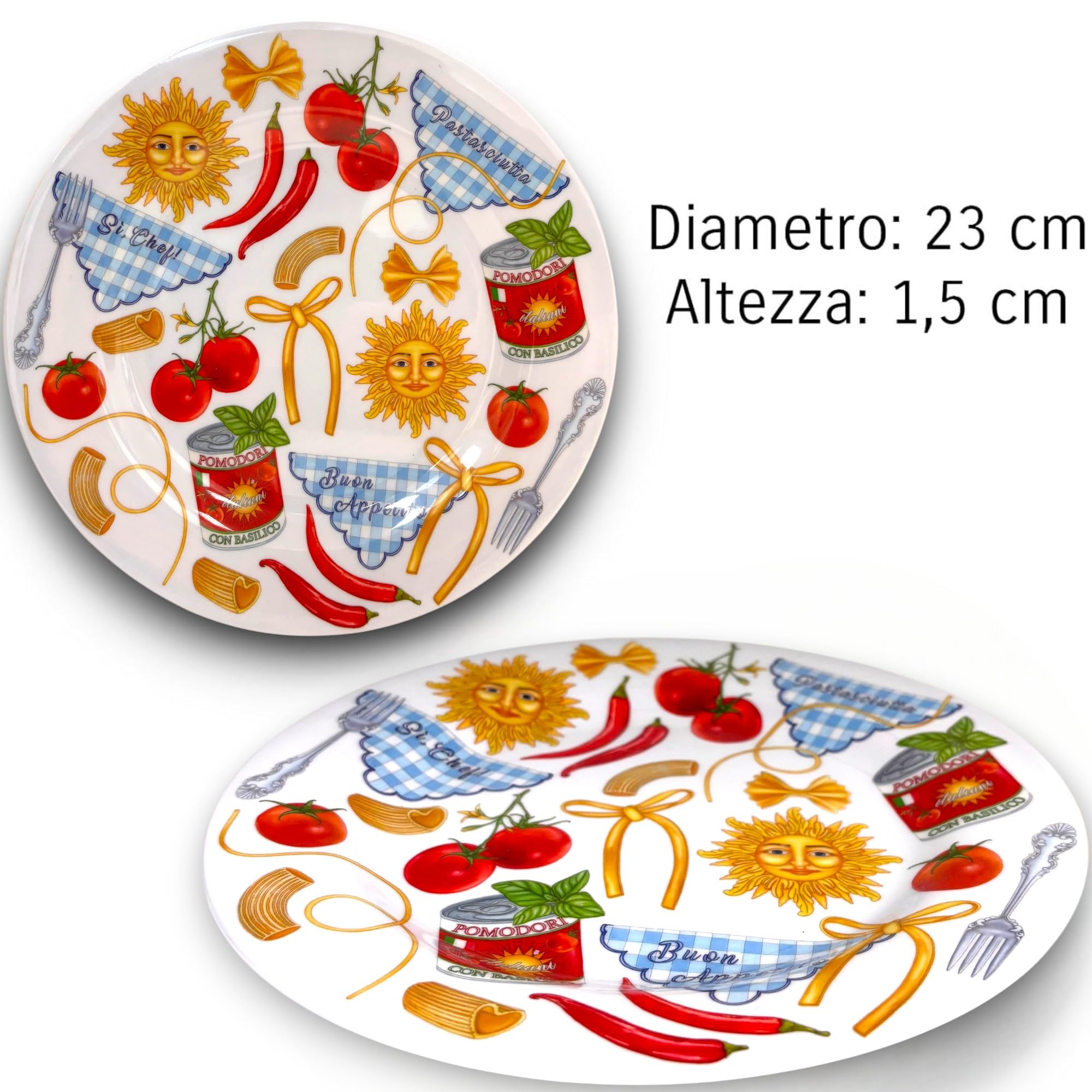 Set di Stoviglie in Melamina - 15 Pezzi, 3 Fantasie Disponibili - 6 Piatti Piani, 6 Piatti Fondi, 3 Insalatiere - Leggero, Durevole, Lavabile in Lavastoviglie, BPA Free (Melamina, Chef)