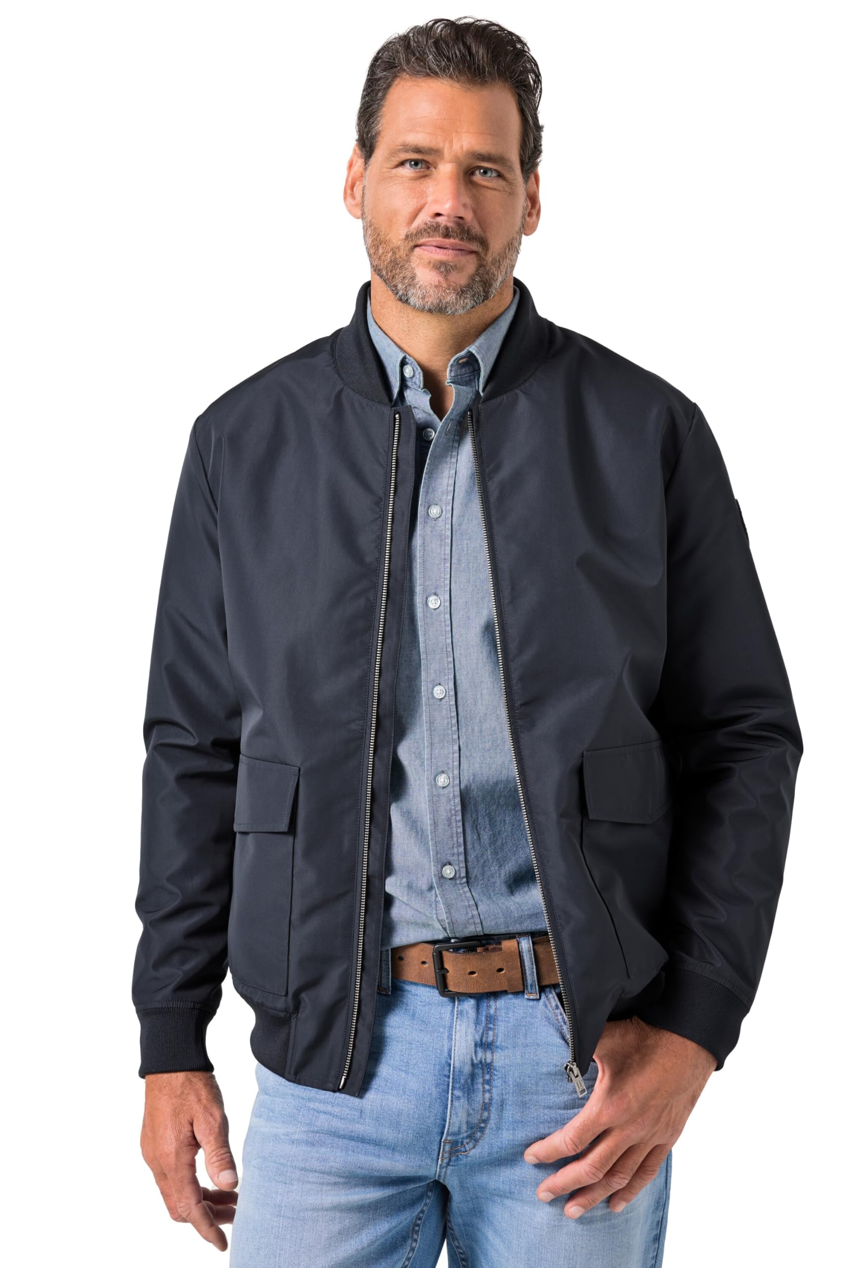 JP 1880 Herren große Größen Übergrößen Menswear L-8XL Blouson, leicht und vielseitig, Collegekragen, 2-Wege-Taschen 846128