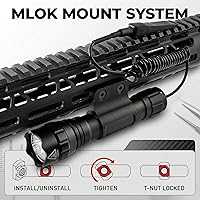 Vista 5 de Gotical Linterna de montaje en riel de 500 lúmenes con interruptor de presión remoto, haz blanco de 1 modo, montaje integral y cargador incluidos