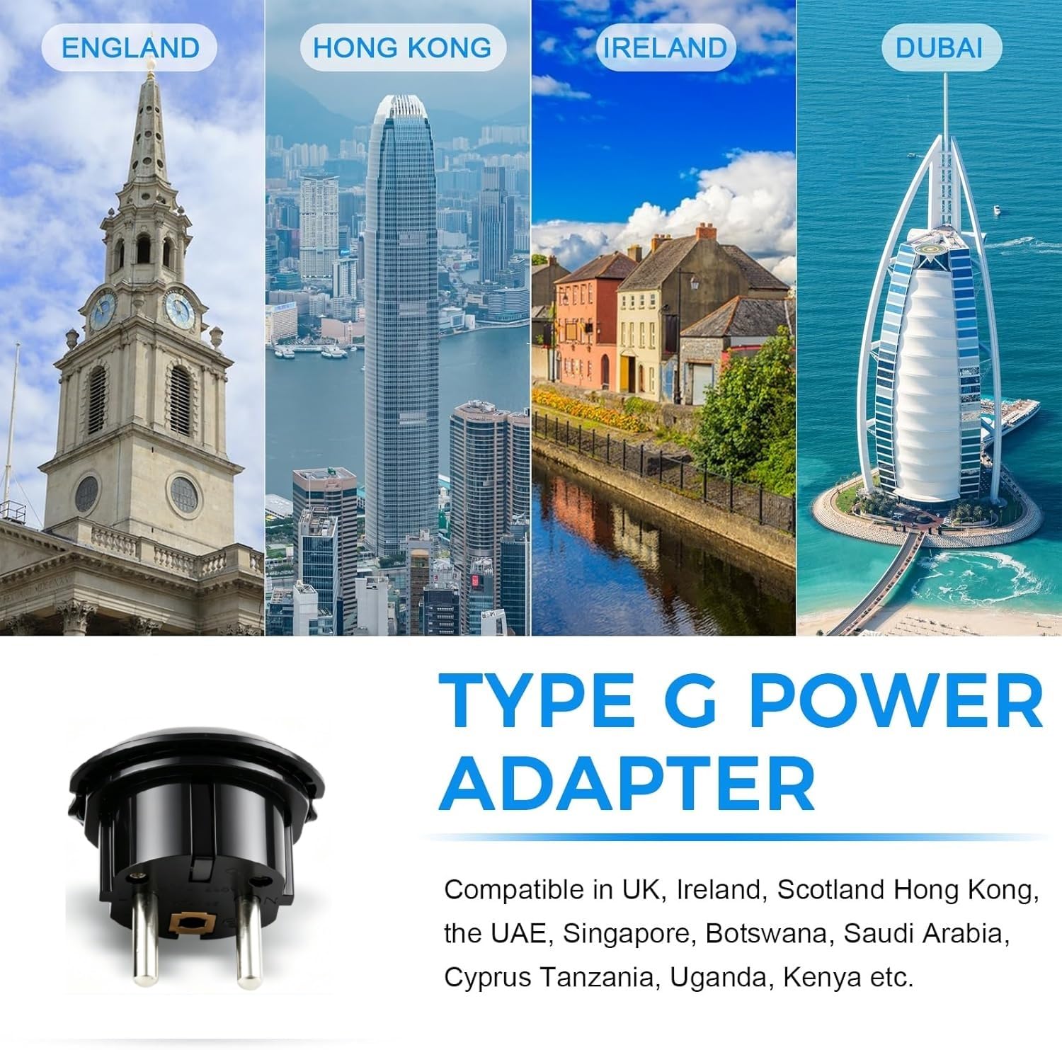 2PACK Adaptateur de Voyage Universel EU, Convertisseur International de Type F/C du Monde vers l'europe, Prise Multi-Fonction 2 Broches pour l'Espagne, la France, UK, USA, US, AUS - 5