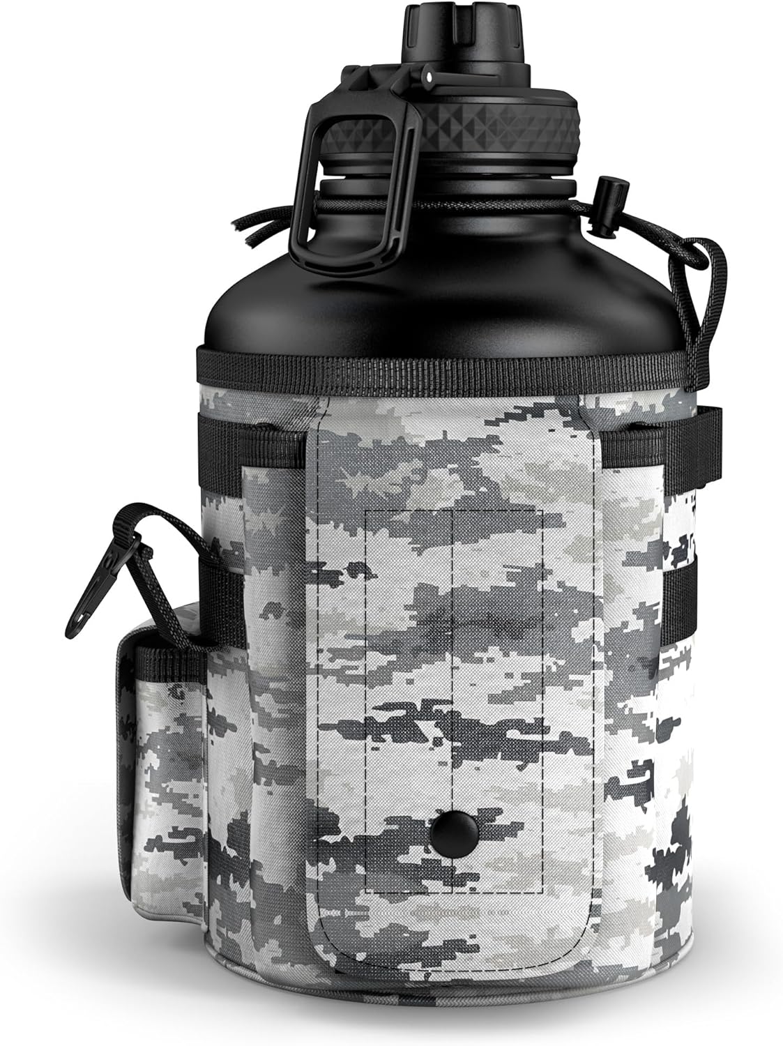 Combat Canteen - 64oz Insulated Water Bottle with Paracord Handle, Stainless Steel Water Jug with Rugged Pockets for Keys, Wallet & Phone - White Digital - Image 2