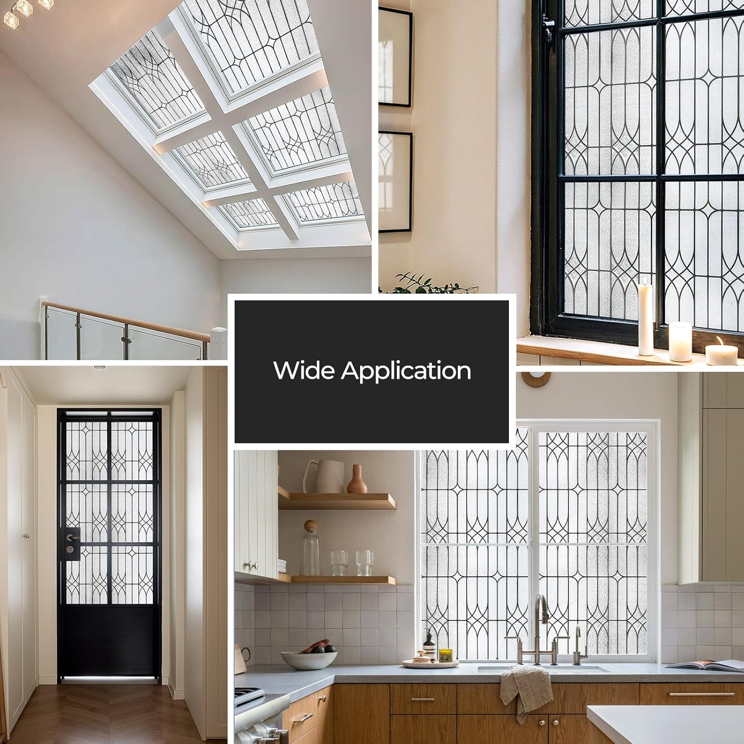 ADD.HERES Window Privacy Film, Stained Glass Decorative Static Cling, Removable Sun Blocking Vinyl Covering,Window Film for Home Kitchen Living Room, Dusseldorf, 35.45" x 78.7"