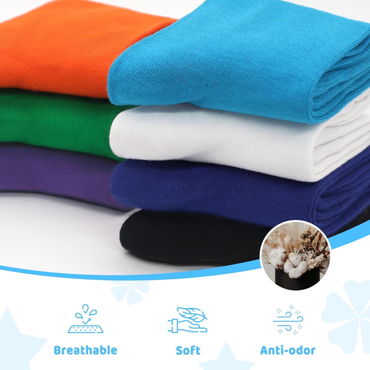 4-Pack Combed Cotton Viscose Kids Casual Socks Cool Crew Fashion Neon & Solid Colors Dress Socks Elastic Fit for Girls Boys - Image 4