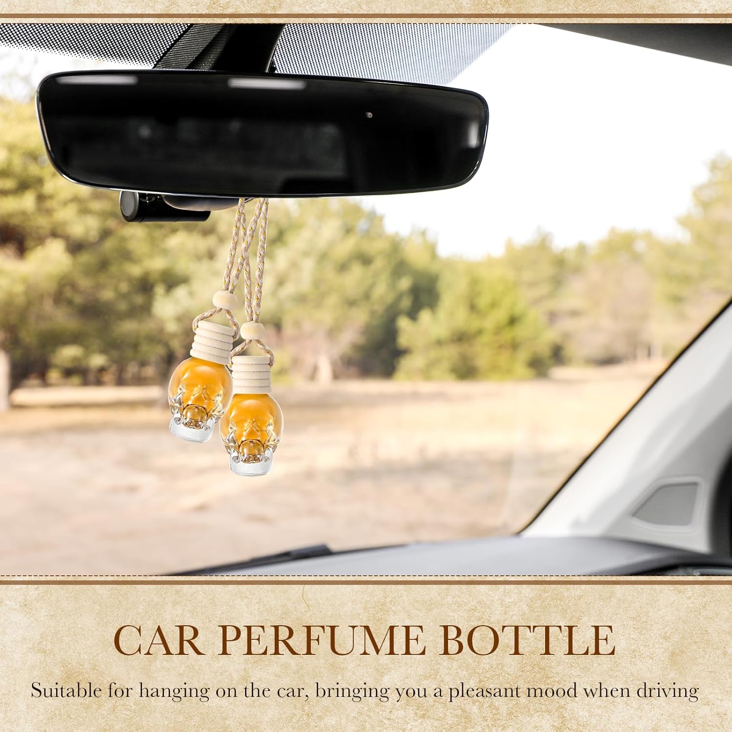 BBTO 50 Pcs Hanging Car Freshener Car Diffuser Bottles Empty Glass Perfume Bottle Freshener Diffuser Bottle Pendant for Essential Oil Fragrance Aromatherapy Ornament (Clear)